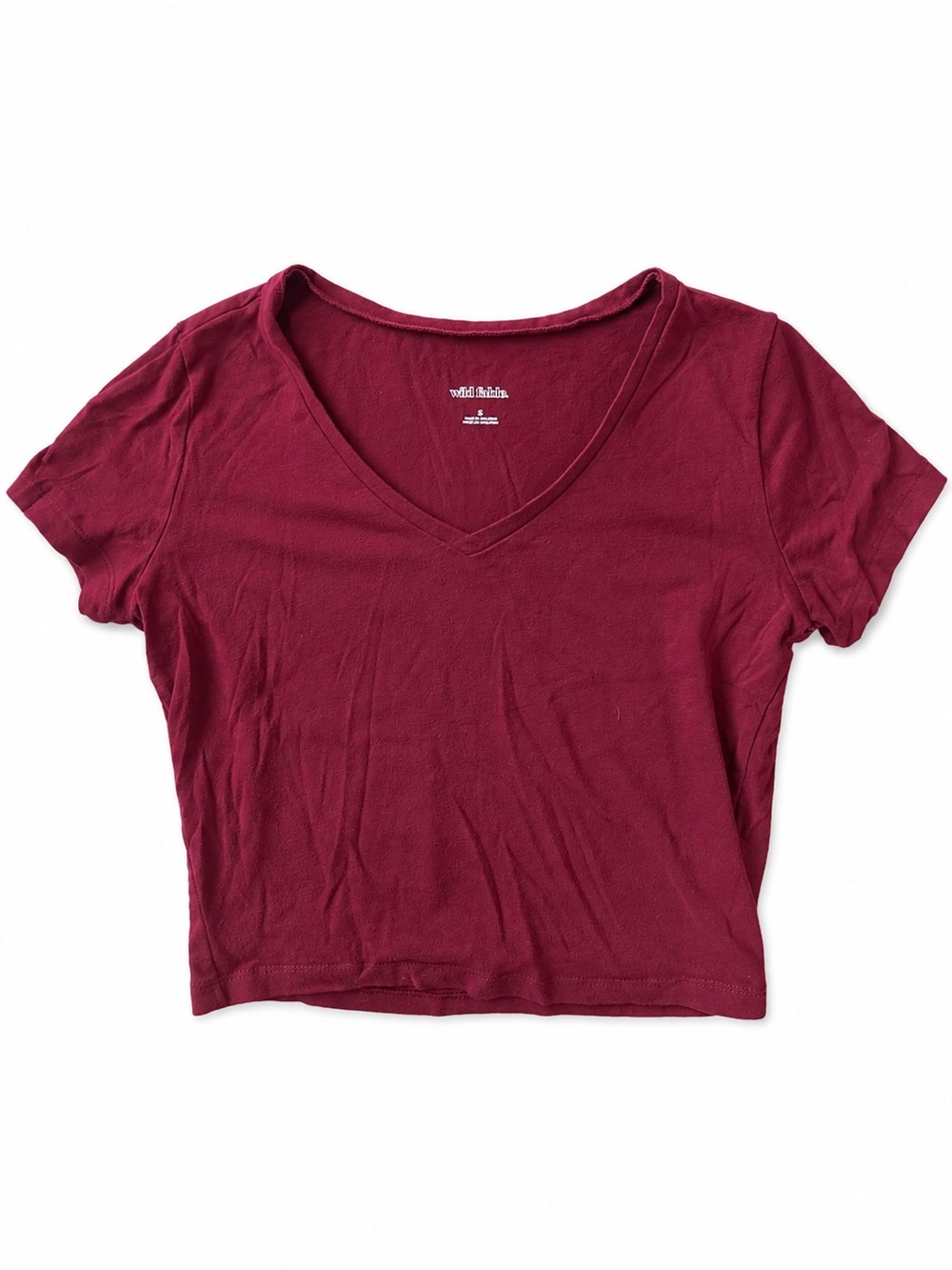 Target Burgundy V-Neck Crop Tee